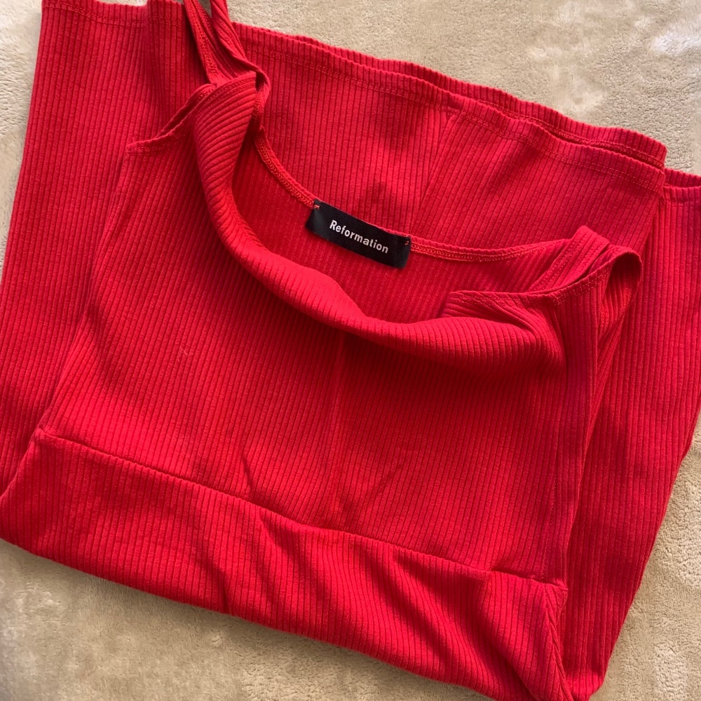 Red mini reformation dress